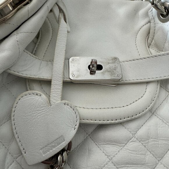 Moschino White Quilted Shoulder Bag - Picture 8 of 16